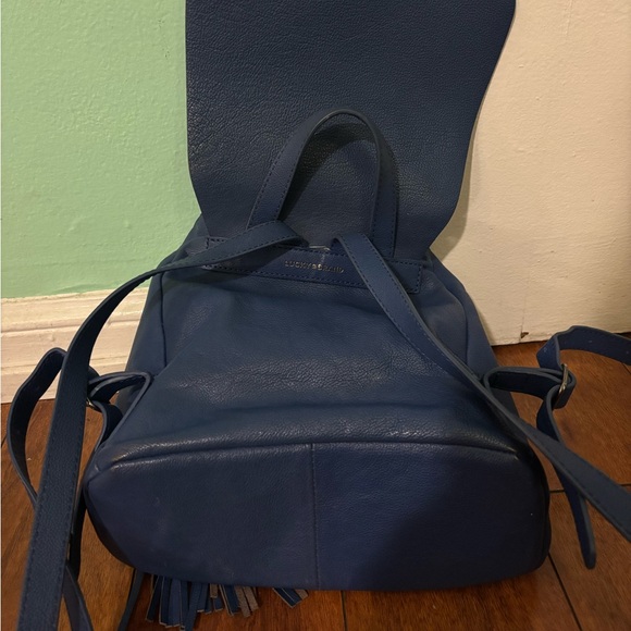 Navy Blue Leather Mini Backpack - Picture 5 of 5
